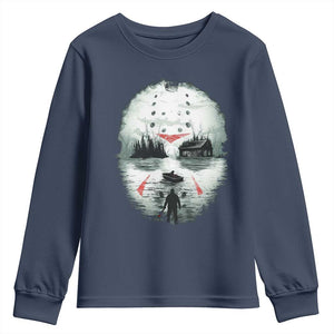 Halloween Jason Hockey Mask Friday 13th Slasher Youth Sweatshirt TS11 Navy Print Your Wear