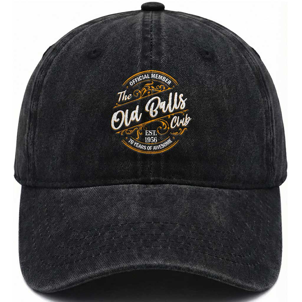 70th Birthday Est 1956 Washed Cotton Baseball Cap Official Member Of The Old Ball Clubs TS11 Print Your Wear