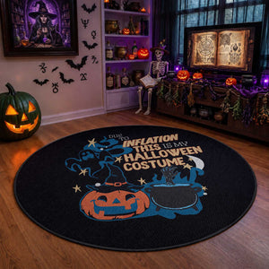 Funny Halloween Round Rug Due To Inflation This Is My Halloween Costume Pumpkin Ghost