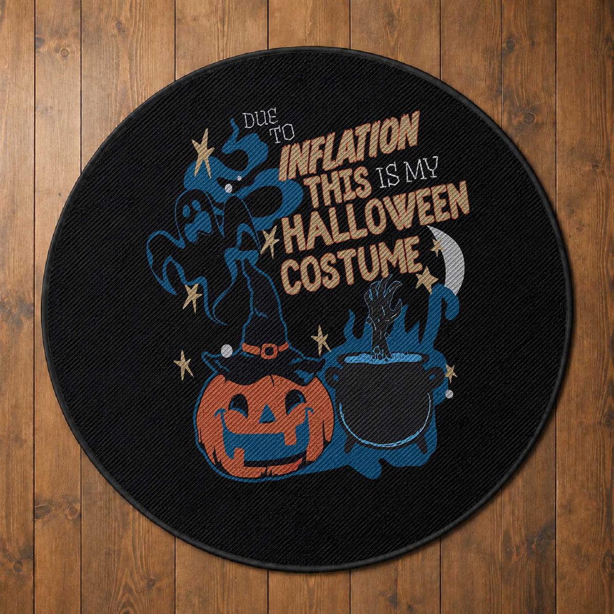 Funny Halloween Round Rug Due To Inflation This Is My Halloween Costume Pumpkin Ghost