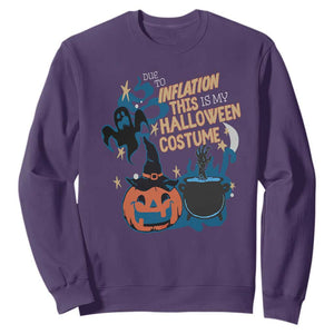 Funny Halloween Sweatshirt Due To Inflation This Is My Halloween Costume Pumpkin Ghost TS11 Purple Print Your Wear