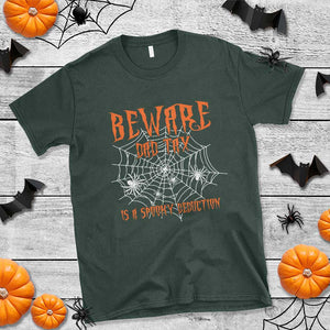 Halloween Dad T Shirt Beware Dad Tax Is A Spooky Deduction Spider TS11 Dark Forest Green Print Your Wear