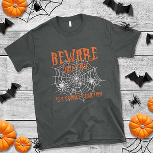 Halloween Dad T Shirt Beware Dad Tax Is A Spooky Deduction Spider TS11 Dark Heather Print Your Wear