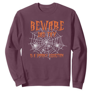 Halloween Dad Sweatshirt Beware Dad Tax Is A Spooky Deduction Spider TS11 Maroon Print Your Wear