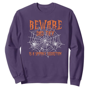 Halloween Dad Sweatshirt Beware Dad Tax Is A Spooky Deduction Spider TS11 Purple Print Your Wear