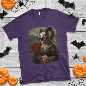 Halloween T Shirt Creepy Mona Lisa Satan Pentagram Leonardo da Vinci TS11 Purple Print Your Wear