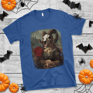 Halloween T Shirt Creepy Mona Lisa Satan Pentagram Leonardo da Vinci TS11 Royal Blue Print Your Wear