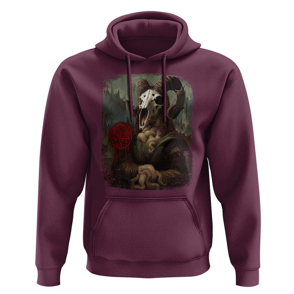 Halloween Hoodie Creepy Mona Lisa Satan Pentagram Leonardo da Vinci TS11 Maroon Print Your Wear