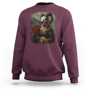 Halloween Sweatshirt Creepy Mona Lisa Satan Pentagram Leonardo da Vinci TS11 Maroon Print Your Wear