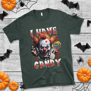 Halloween T Shirt I Have Candy Scary Creepy Clown Lolipop TS11 Dark Forest Green Print Your Wear