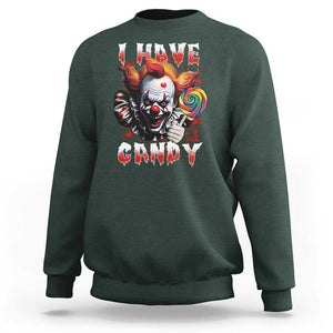 Halloween Sweatshirt I Have Candy Scary Creepy Clown Lolipop TS11 Dark Forest Green Print Your Wear