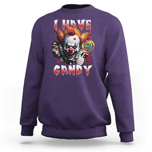 Halloween Sweatshirt I Have Candy Scary Creepy Clown Lolipop TS11 Purple Print Your Wear