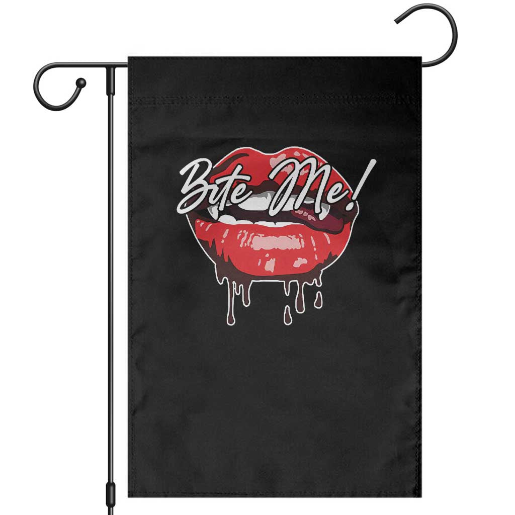 Halloween Garden Flag Bite Me Vampire Red Lips Teeth Bloody TS11 Black Print Your Wear
