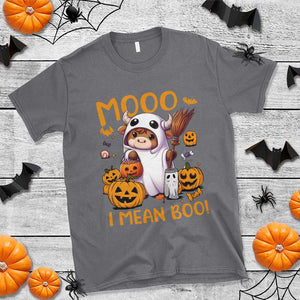 Spooky Cow Halloween T Shirt Moo I Mean Boo Funny Ghost Heifer TS11 Charcoal Print Your Wear