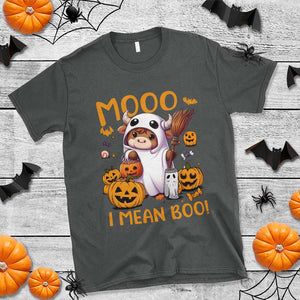 Spooky Cow Halloween T Shirt Moo I Mean Boo Funny Ghost Heifer TS11 Dark Heather Print Your Wear