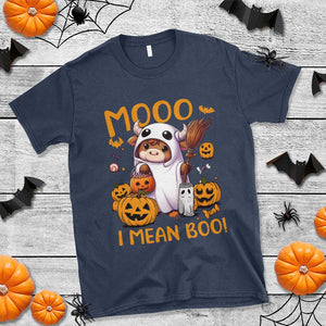 Spooky Cow Halloween T Shirt Moo I Mean Boo Funny Ghost Heifer TS11 Navy Print Your Wear