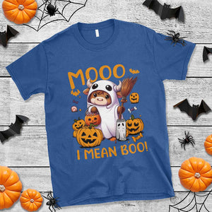 Spooky Cow Halloween T Shirt Moo I Mean Boo Funny Ghost Heifer TS11 Royal Blue Print Your Wear