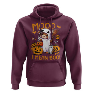 Spooky Cow Halloween Hoodie Moo I Mean Boo Funny Ghost Heifer TS11 Maroon Print Your Wear