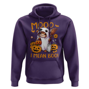 Spooky Cow Halloween Hoodie Moo I Mean Boo Funny Ghost Heifer TS11 Purple Print Your Wear