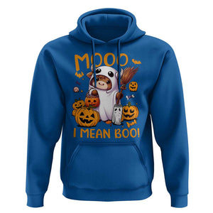 Spooky Cow Halloween Hoodie Moo I Mean Boo Funny Ghost Heifer TS11 Royal Blue Print Your Wear