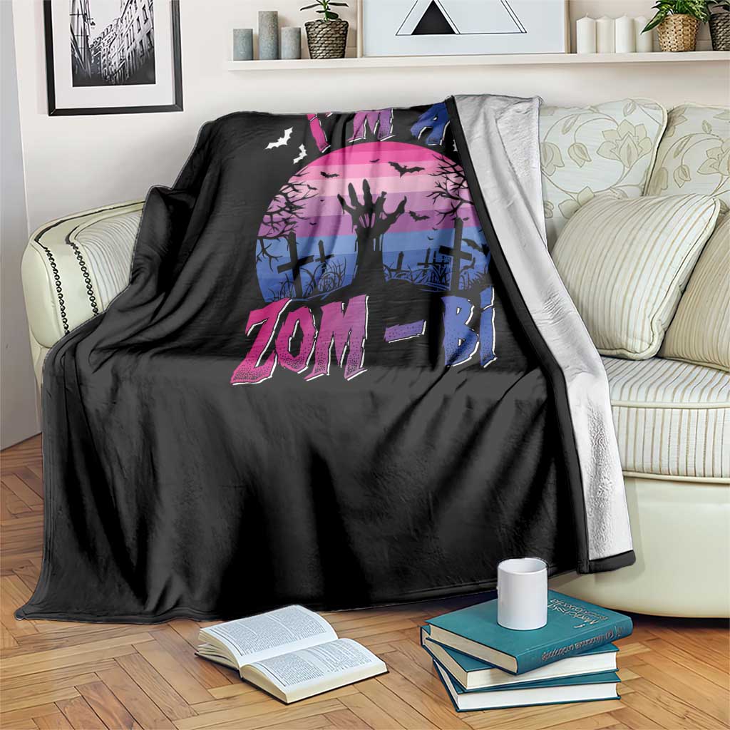Funny Halloween Bisexual Throw Blanket I'm A Zom Bi Zombie LGBT TS11 Print Your Wear