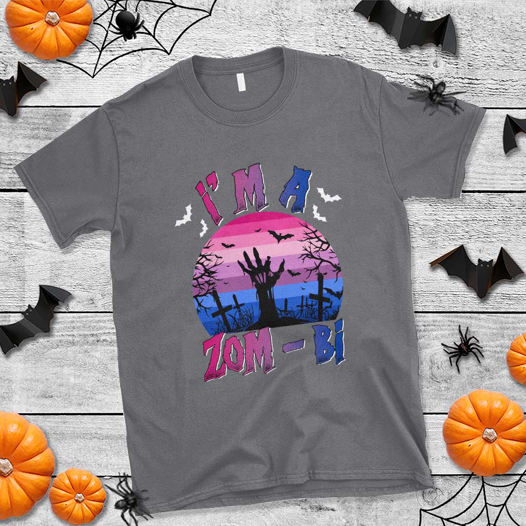 Funny Halloween Bisexual T Shirt I'm A Zom Bi Zombie LGBT TS11 Charcoal Print Your Wear