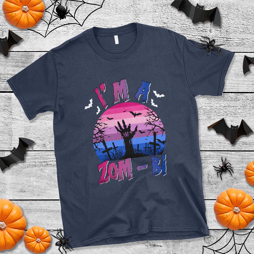 Funny Halloween Bisexual T Shirt I'm A Zom Bi Zombie LGBT TS11 Navy Print Your Wear