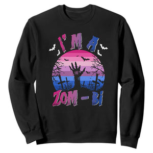 Funny Halloween Bisexual Sweatshirt I'm A Zom Bi Zombie LGBT TS11 Black Print Your Wear