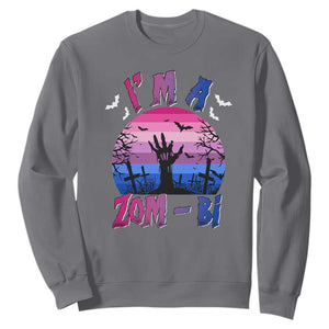 Funny Halloween Bisexual Sweatshirt I'm A Zom Bi Zombie LGBT TS11 Charcoal Print Your Wear