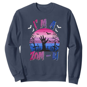 Funny Halloween Bisexual Sweatshirt I'm A Zom Bi Zombie LGBT TS11 Navy Print Your Wear