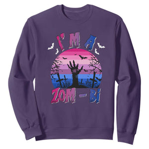 Funny Halloween Bisexual Sweatshirt I'm A Zom Bi Zombie LGBT TS11 Purple Print Your Wear