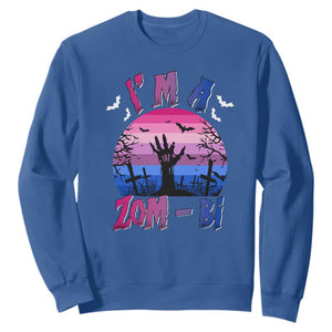 Funny Halloween Bisexual Sweatshirt I'm A Zom Bi Zombie LGBT TS11 Royal Blue Print Your Wear