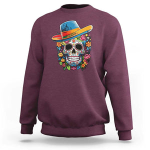 Day Of The Dead Sweatshirt Sugar Skull Dia De Los Muertos Halloween Flower TS11 Maroon Print Your Wear