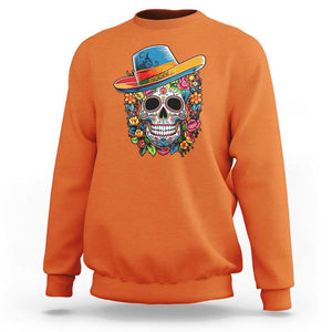 Day Of The Dead Sweatshirt Sugar Skull Dia De Los Muertos Halloween Flower TS11 Orange Print Your Wear