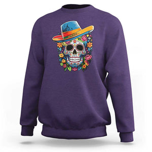 Day Of The Dead Sweatshirt Sugar Skull Dia De Los Muertos Halloween Flower TS11 Purple Print Your Wear