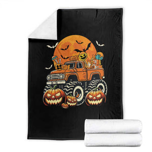 Funny Halloween Monster Trucks Candy Trick Or Treat Throw Blanket