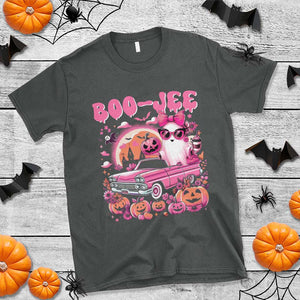 Funny Halloween T Shirt Boo Jee Pink Ghost Boujee Pumpkin Haunted House TS11 Dark Heather Print Your Wear