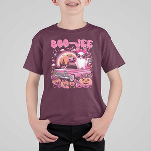 Funny Halloween T Shirt For Kid Boo Jee Pink Ghost Boujee Pumpkin Haunted House TS11 Maroon Print Your Wear