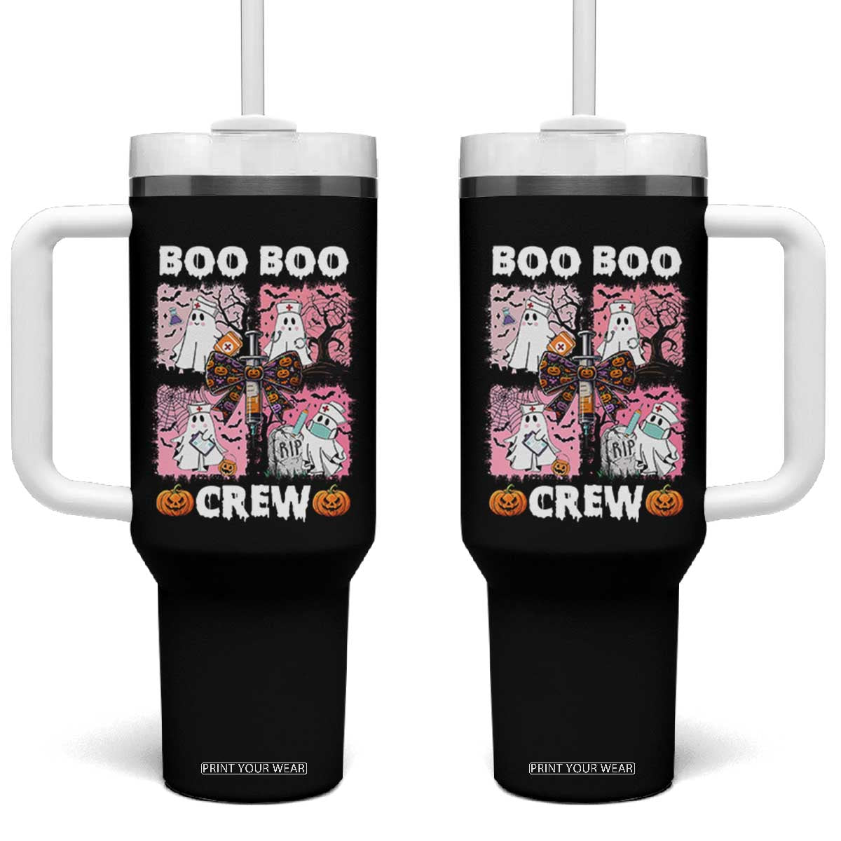 Funny Halloween Nurse Tumbler With Handle Boo Boo Crew Nursing Ghost Coquette Aesthetic