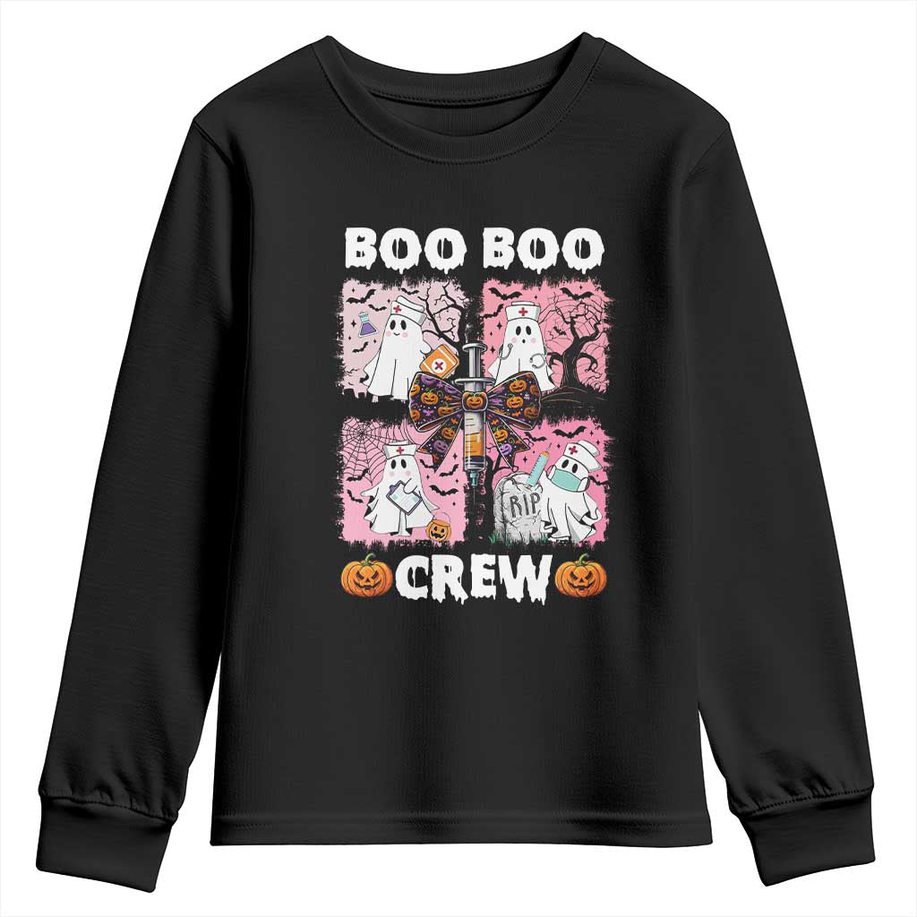 Funny Halloween Nurse Youth Sweatshirt Boo Boo Crew Nursing Ghost Coquette Aesthetic