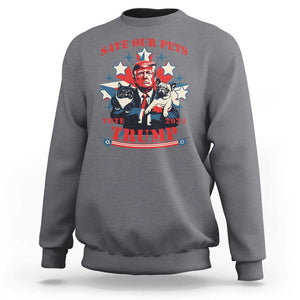 Funny Trump Sweatshirt Save Our Pets Vote Trump 2024 Dog Cat Star TS11 Charcoal Print Your Wear