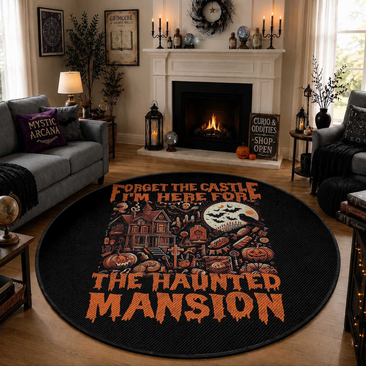 Halloween Round Rug Forget The Castle I'm Here For The Haunted Mansion