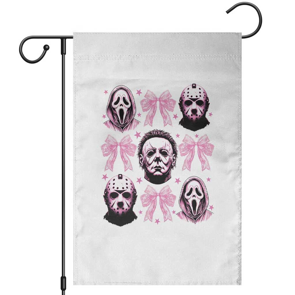 Halloween Garden Flag Scary Murderers Pink Bows Coquette Aesthetic TS11 White Print Your Wear