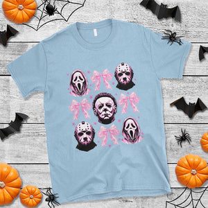 Halloween T Shirt Scary Murderers Pink Bows Coquette Aesthetic TS11 Light Blue Print Your Wear