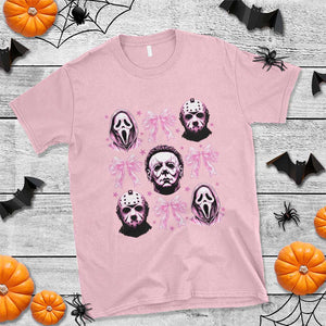 Halloween T Shirt Scary Murderers Pink Bows Coquette Aesthetic TS11 Light Pink Print Your Wear