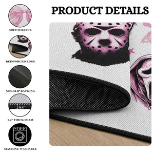Halloween Round Rug Scary Murderers Pink Bows Coquette Aesthetic