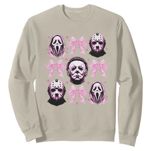 Halloween Sweatshirt Scary Murderers Pink Bows Coquette Aesthetic TS11 Sand Print Your Wear