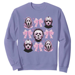 Halloween Sweatshirt Scary Murderers Pink Bows Coquette Aesthetic TS11 Violet Print Your Wear