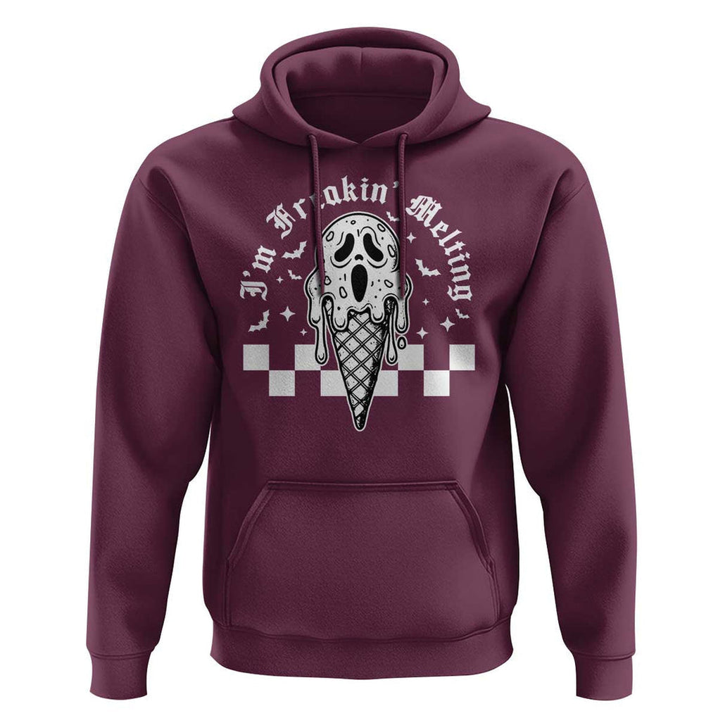 Funny Halloween Hoodie I'm Freakin' Melting Ice Cream Scream Bat TS11 Maroon Print Your Wear