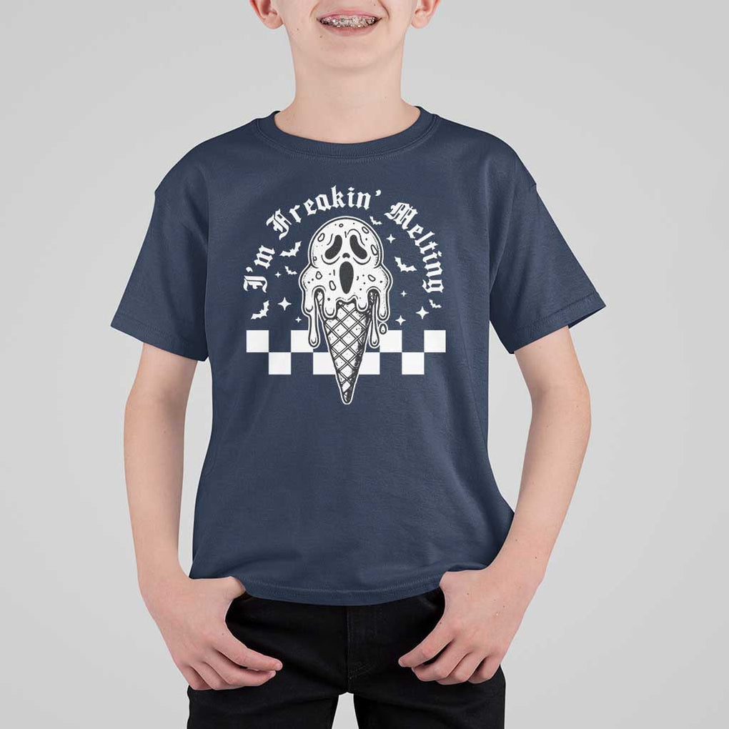 Funny Halloween T Shirt For Kid I'm Freakin' Melting Ice Cream Scream Bat TS11 Navy Print Your Wear